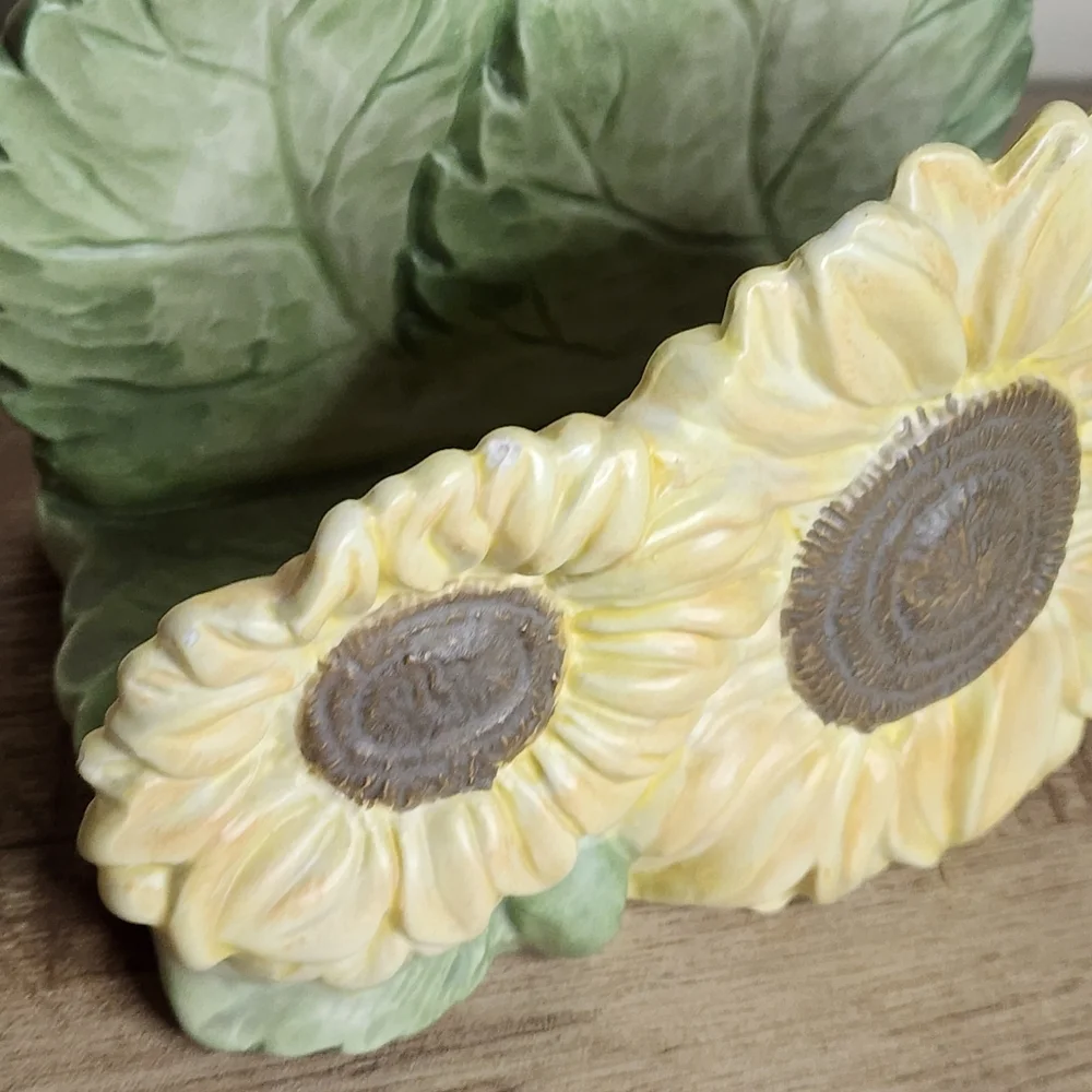 Fitz and Floyd Napkin Letter Holder Sunflowers Spring Summer Vintage 80s 5